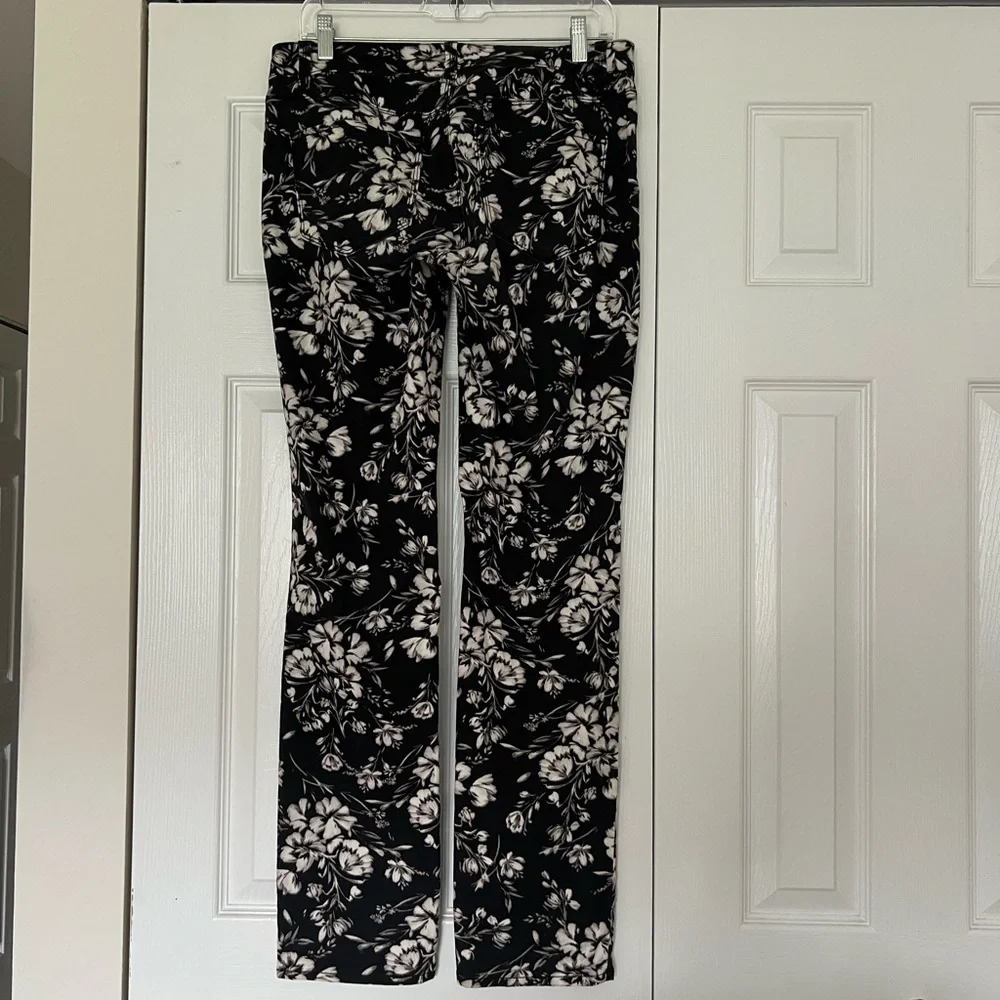 Ann Taylor Black and White Floral Jeans